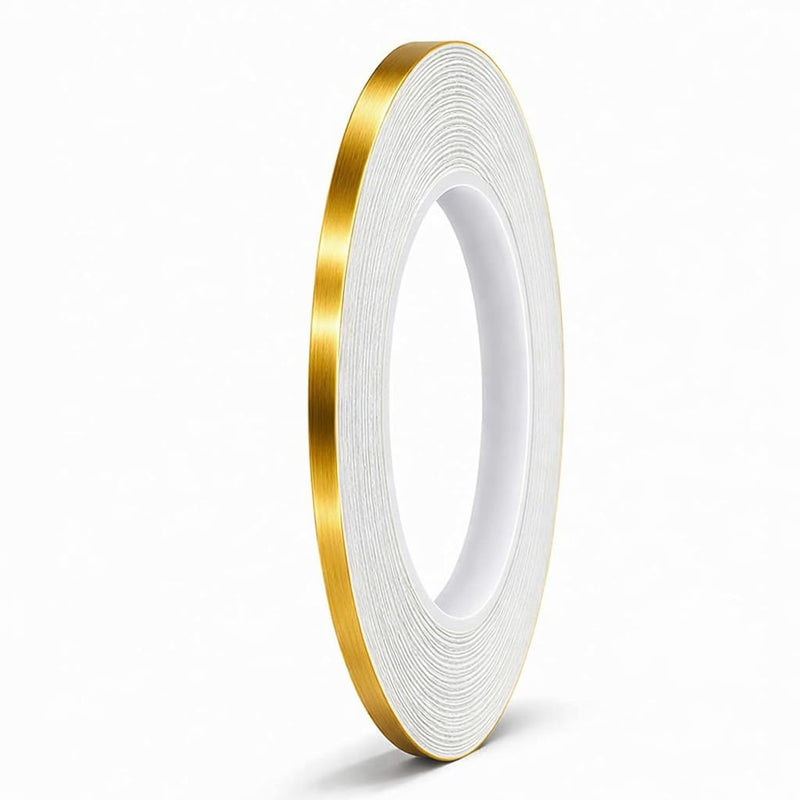 Gold Duct Tape, Metallic Mylar Film Tape, 5mmX 164 Ft. Vinyl Pinstripe Tape for Detailing Accent Wall, Wardrobe, Bathroom, Floor, Tile, Car, Graphic Arts - Stripe Stickers Decals (5mm) 5mm