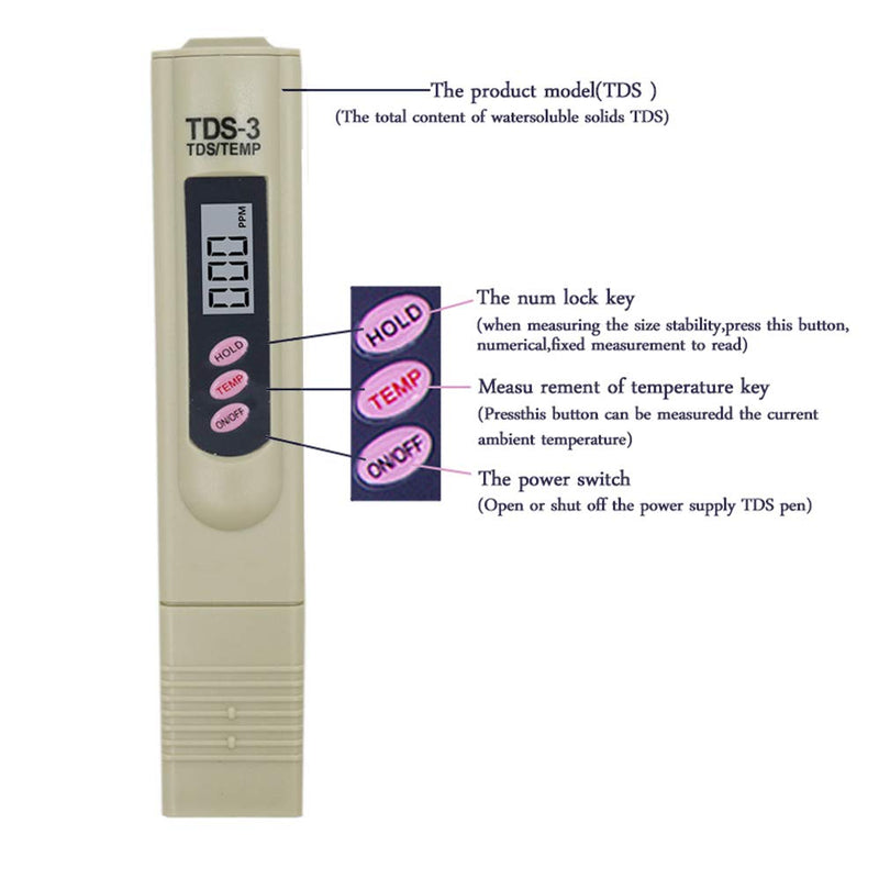 [Australia - AusPower] - Digital TDS Meter Water Tester, PPM Water Quality Tester Measuring Range 0-9999ppm, Ideal for Drinking Water, Swimming Pool, Aquariums, Hydroponics (Grey) (TDS) 1 