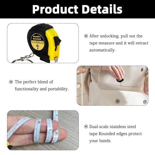1m Tape Measure Keyring Godfather Gifts Godfather Christmas Gifts Godfathers Birthday Presents Christian Gift for Men Religious Gift for Christening Catholic Mini Tape Measure Godfathers World's Greatest Godfather