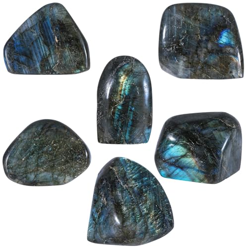 moonsix Natural Labradorite Upright Crystal Rock Slab, 0.98-3.15 inch 100-200 Gram