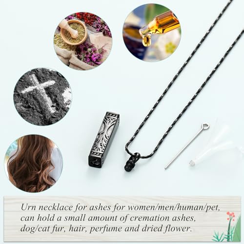 Imrsanl Tree of Life Urn Necklace for Men Women Bar Cremation Jewelry for Ashes Keepsake Ashes Necklace Pendent Black-Always in my heart