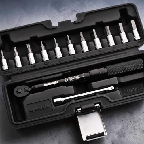 EPAuto bicycle maintenance kit with hex and Torx bit socket extension bar, black satin 1/4-inch drive