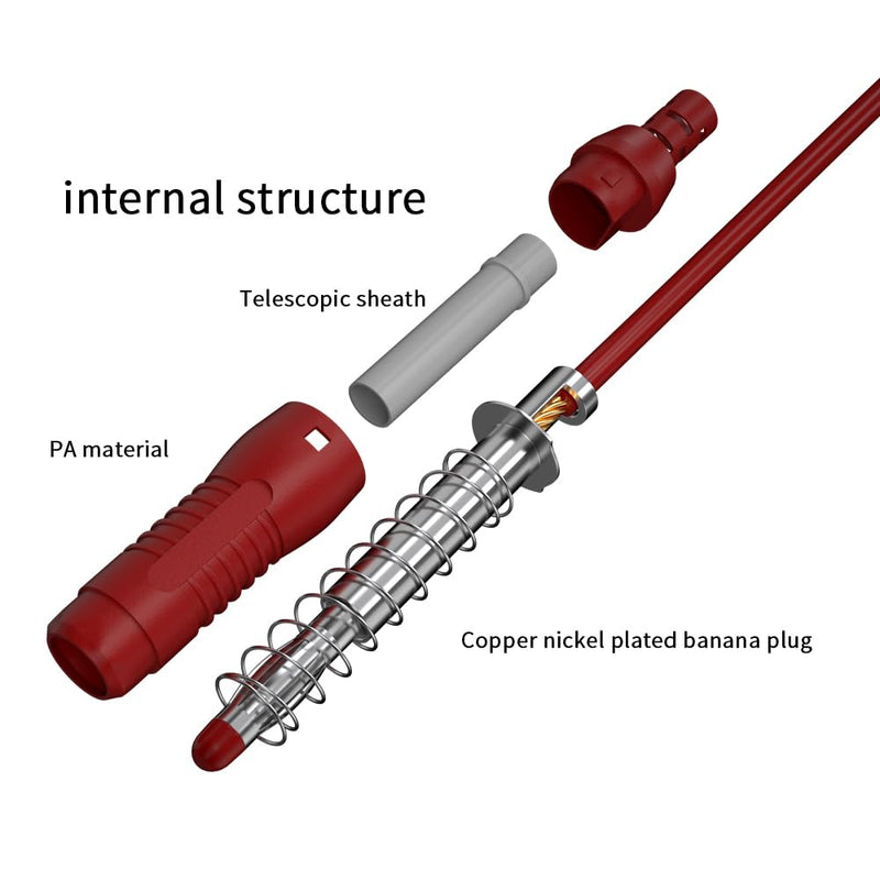 [Australia - AusPower] - 5pcs Banana to Banana Test Lead Safety Type Cable Line Wire, Retractable 4mm Banana Plug for MultiMeter, Electrical Test Jumper Wire 100cm/3.3ft 70019A 5pcs A 