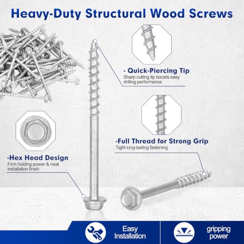 Vikua #9 x 2-1/2-inch heavy-duty joist hanger wood screws, 500-piece mechanical galvanized connector screws box