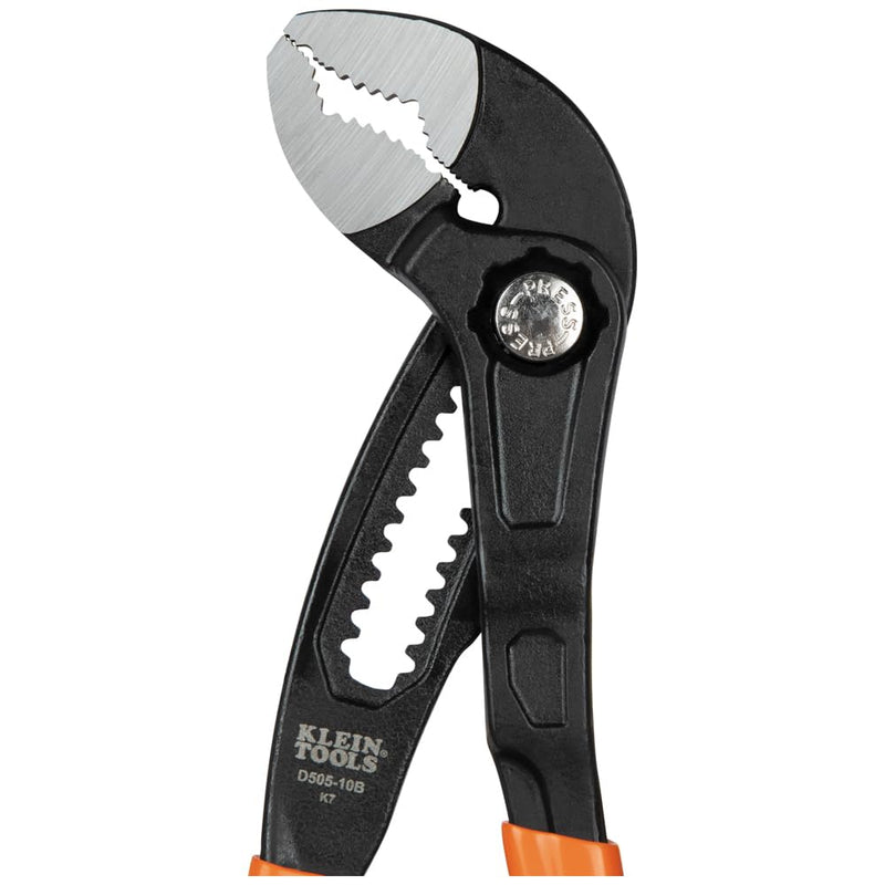 [Australia - AusPower] - Klein Tools D50510B Pump Pliers, Klaw Quick-Adjust, Curved Jaw, Hardened Teeth for Maximum Torque, 10-Inch 