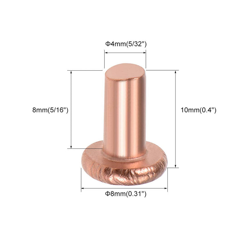 [Australia - AusPower] - uxcell 25 Pcs 5/32" x 5/16" Flat Head Copper Solid Rivets Fasteners 5/32" x 5/16" 