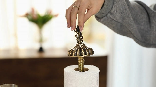 1 Luxurious Brass Angel Paper Towel Holder countertop, Kitchen Bathroom Gold Paper Towel Holder - Sturdy, Durable, Elegant Kitchen and Bathroom Home Decoration
