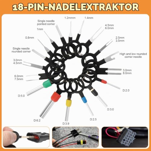969pcs Car Connector Set with SN-58B Crimping Tool Cable Connector Pins 1.0-3.5mm Crimping Range 0.25-1.5mm² AWG 23-16 Sealing Plugs and 18 Unpin Tools for Car, Motorcycle and Boat 970 Stück