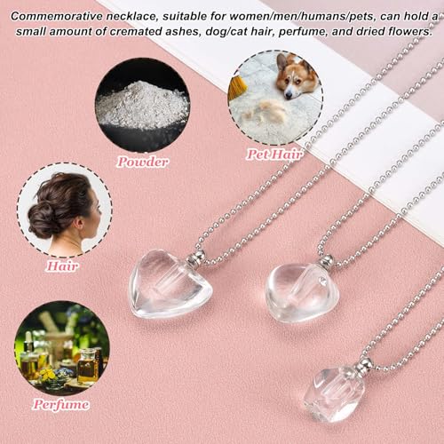 sourcing map Vial Necklace, Stainless Steel Glass Diamond Perfume Bottle Pendant Necklace Ashes Urn Vial Pendant Openable Bottle Case 2
