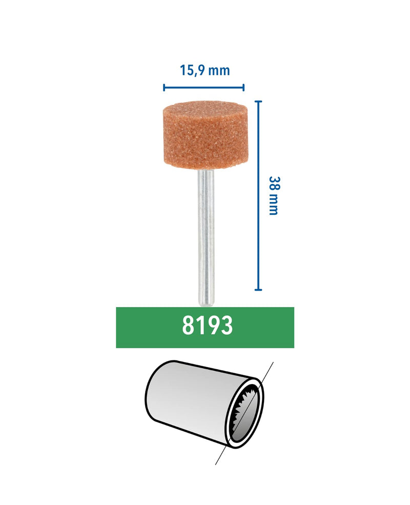 [Australia - AusPower] - Dremel 8193 Corundum Grinding Tip - Accessory Set for Multifunctional Tool with 3 Grinding Tips 15.9 mm for Sharpening, Smoothing and Grinding Metal, Castings, Welded Connections, Rivets and Rust 8193 - Cylinder Large 15.9 mm 