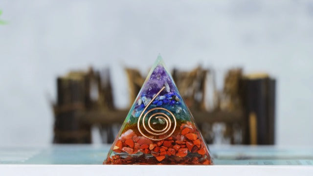 Orgone Pyramid Healing Crystals Set – Positive Energy Generator for Meditation, Focus & Emotional Balance. Home Office Spiritual Decor Gift (Rose Quartz) Rose Quartz
