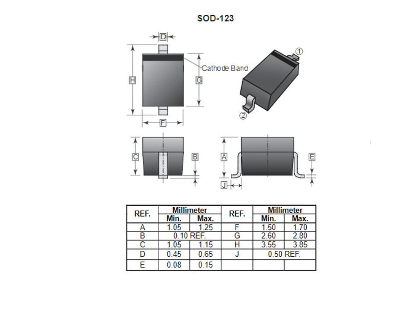 [Australia - AusPower] - 100pcs 1N4148W 4148 IN4148 Marking T4 High-Speed Small Signal SMD Fast Switching Diodes 150mA 75V,SOD-123. 