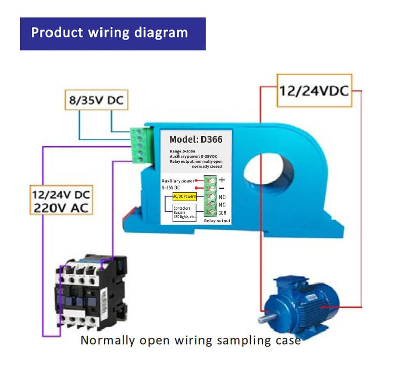 [Australia - AusPower] - DC Current Switch,Current Sensing Relay DC Current Sensing Switch 0-300A Amp Sensor Monitoring Relay D366 