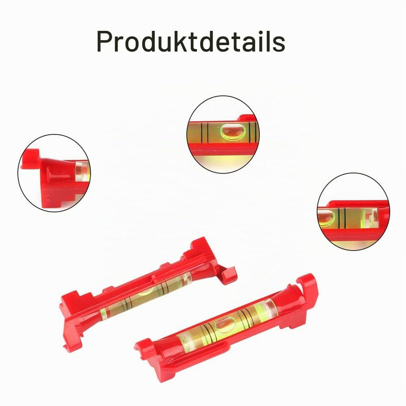 DaiUni Set of 4 String Spirit Levels, Professional Red Spirit Level for Masonry, Plumbing, Gutter Work