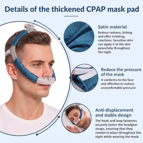 Satin Strap Covers, Silky Mask Frame Covers Pads Compatible with DreamWear or AirFit N30i/P30i Headband Cover Set Hair Protector (3, Navy) 3