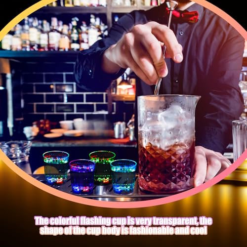 100 Pack Led Light Up Shot Glasses Glow in the Dark Shot Glasses Color Changing Shot Glasse for Adults Party Birthday Bar Valentine Halloween Weddings Supplies