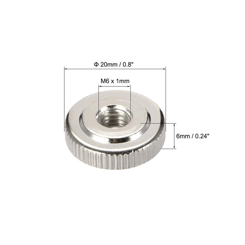 [Australia - AusPower] - uxcell Round Knurled Thumb Nuts Conector Lock Adjusting nuts, M6 Female Threaded Thin Type, Nickel Plated, Pack of 20 