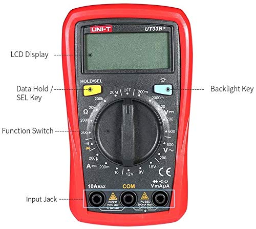 [Australia - AusPower] - UNI-T UT33B+ LCD Digital Multimeter Handheld DC/AC Voltage DC Current Meter Resistance Tester Voltmeter Ammeter 