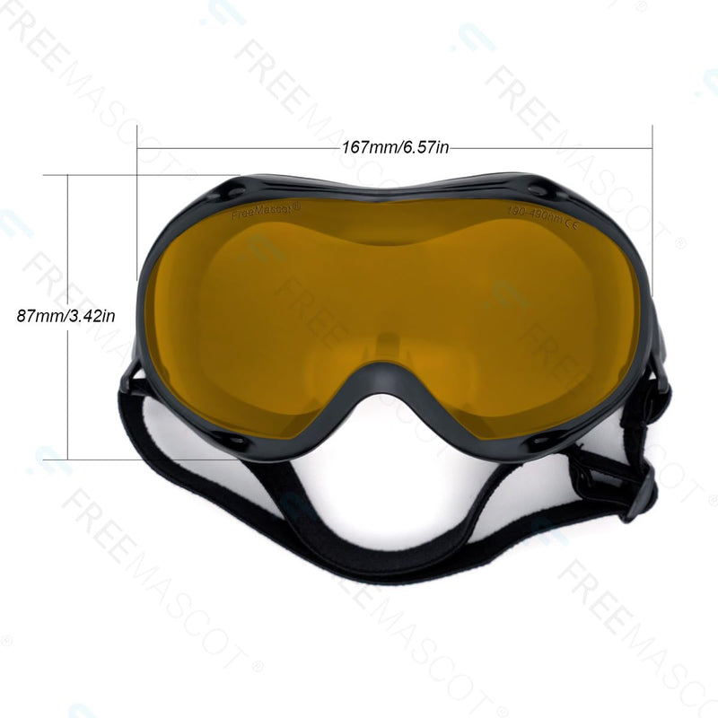 FreeMascot Professional OD 6+ 190nm-490nm Wavelength Violet/Blue Laser Safety Glasses for 405nm, 445nm, 450nm,473nm Laser Style 10