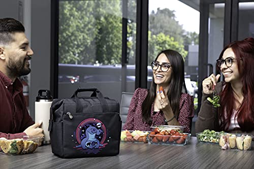 PICNIC TIME Disney Lilo & Stitch Upside Down On The Go Lunch Bag, Soft Cooler Lunch Box, Insulated Lunch Bag, (Black)