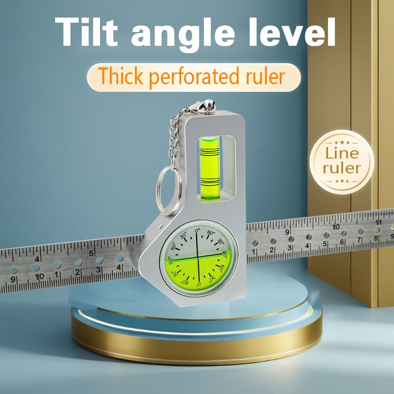 [Australia - AusPower] - Metal high-precision level, small bar type angle sensor, level bubble rectangular with 30cm ruler with positioning hole (Silver green) Silver Green 