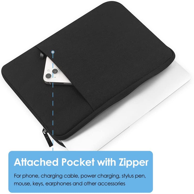 [Australia - AusPower] - ProElife 13-Inch Laptop Sleeve Case for 2024-2022 MacBook Air 13.6 inch with Apple M3 M2 Chip & 2022 MacBook Pro 13.3 inch M2 Chip Accessory Traveling Carrying Canvas Bag Cover Simple Case (Black) Black 
