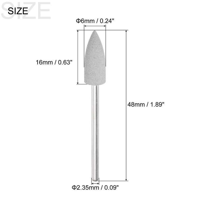 sourcing map Set of 6 Sanding Pins 6 mm Grain 150 Grinding Attachment Pointed Grey | Professional polishing accessories, for cordless screwdrivers, handle diameter 2.35 mm, for grinding polishing