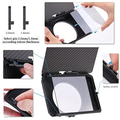 Fotga Mini Lightweight 4x4 4x5.65 Clip-on Lens Matte Box +15mm Rod Clamp for DSLR Mirrorless Camera A7 A7R A7S II III IV Z6 Z7 II R3 R5C M6 M50 GH6 BMPCC 4K 6K,Compatible 67mm 72mm 77mm 82mm Lens
