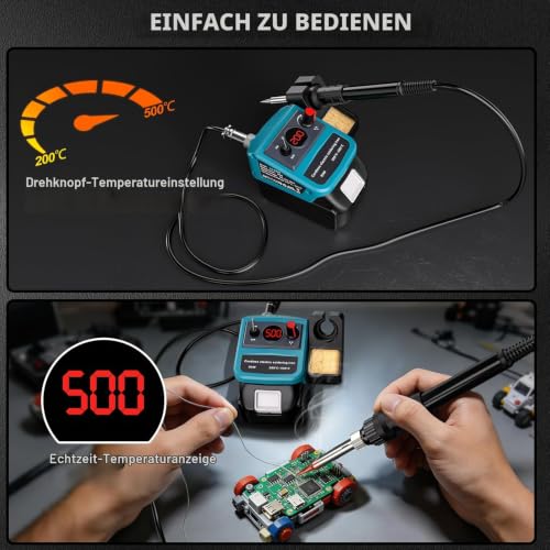 Cordless Soldering Iron Set for Makita 18 V LXT Battery, 90 W LED Digital Soldering Iron Soldering Gun with 5 Pieces Tips, 0.04 Inch Soldering Wire for Any Hobby Enthusiast (Battery Not Included) For Makita battery