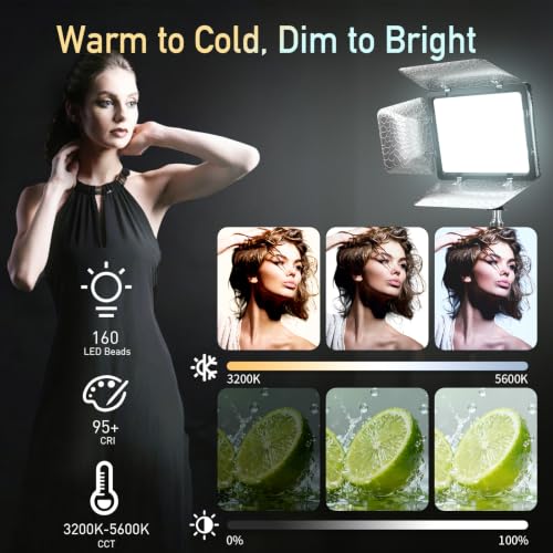 Mettlelite SL240B LED Video Light with Barndoor & Mini Tripod, Ultra Bright Bi-Color Panel, Dimmable 3200K-5600K CRI 95+, Portable Studio Lighting Kit for Photography, Video & Live Streaming