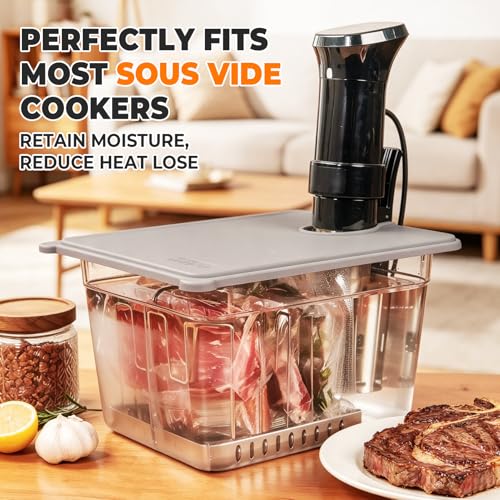 HOMENOTE 12 Qt BPA-free sous vide container with collapsible silicone lid for easy storage and precise cooking.