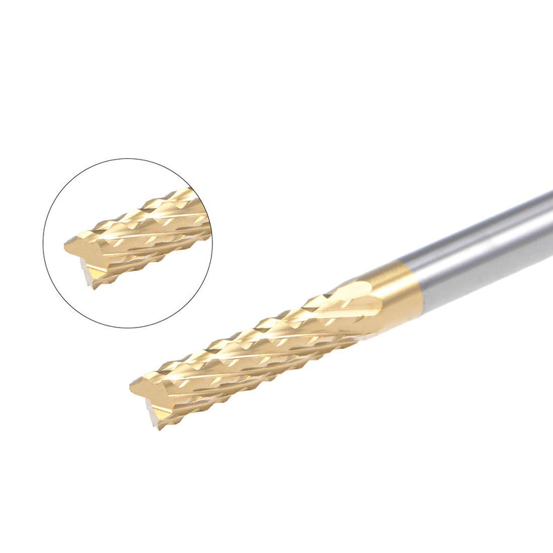 [Australia - AusPower] - uxcell 10Pcs 3mm Titanium Coat Carbide End Mill Engraving Milling Cutter CNC Router Bits for PCB Machine, 1/8" Shank 