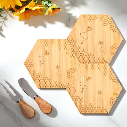 Ziliny 4 Set Baby Shower Prizes, Honey Bee Cheese Board Gifts, Hexagon