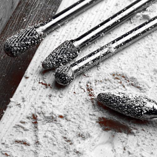 Treki Set of 4 Long Carbide Burrs with 6 mm Shank Carbide Milling Cutter Attachment for Drill, Tungsten Steel Cutter Bits Wood Carving Drill Bit Set for Woodworking, Metal Cutter Wood Cutter