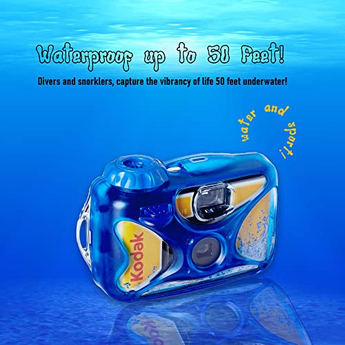 Kodak Sport Waterproof Single Use Camera with Floating Strap and Cloth 1 Pack