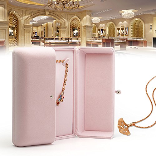 Oirlv Pink Velvet Jewelry Packaging Box Large Necklace Display Storage Case Large Necklace Gift Box Large Necklace Box