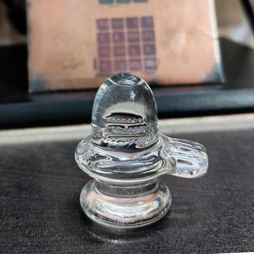 Blessed and Energized Quartz Crystal Sphatik Shivling 1.5" inch – Shiva Lingam for Puja, Meditation & Vastu | Spiritual Sphatik Shiva Linga Idol for Home Temple, Peace, Prosperity & Positive Energy