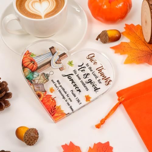 HOWAF Thanksgiving Fall Religious Decor Acrylic Heart Sign