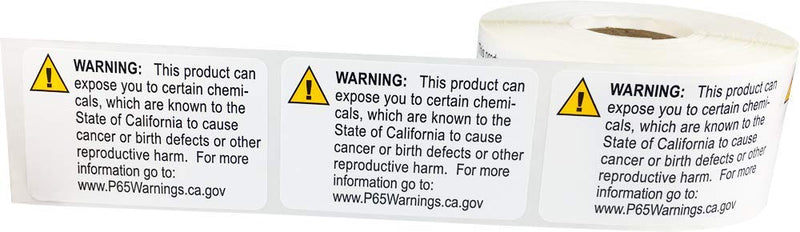 California Proposition 65 Warning Labels Short Form 1.5 x 2.375 Inch 500 Adhesive Stickers
