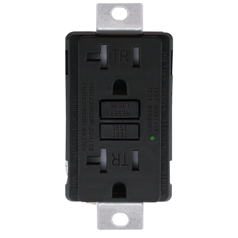 Baomain Generator GFCI Outlet 20Amp, Industrial Grade Self-Test Ground Fault Circuit Interrupter, Tamper-Resistant Receptacle,Heavy-Duty Receptacle, UL&CUL Certified, Matte Black (2-Pack) 2 Industrial Grade 20 Amp (No panel)