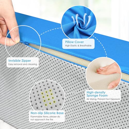 Bed Wedge Pillow For Sleeping Seniors Post Surgery Incline Pillow Bedsore Pressure Relief Cushions For Butt Lifting Patient Turning Triangle Foam Wedges For Bed Positioning Body Back Support (Blue) Blue