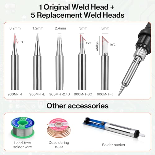 Preciva Soldering Station, 926 LED Max. 130 W Soldering Iron 90-480 °C, Includes 2 Helper Hands, 5 Tips, Desoldering Pump, Ideal for Electronics Repair, Model Making DIY ‎926 LED