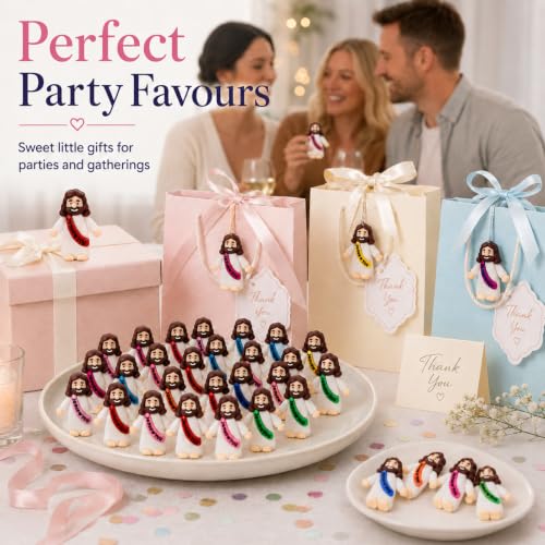 60 Pcs Mini Jesus Figurines, 10 Colours Jesus Religious Party Favours