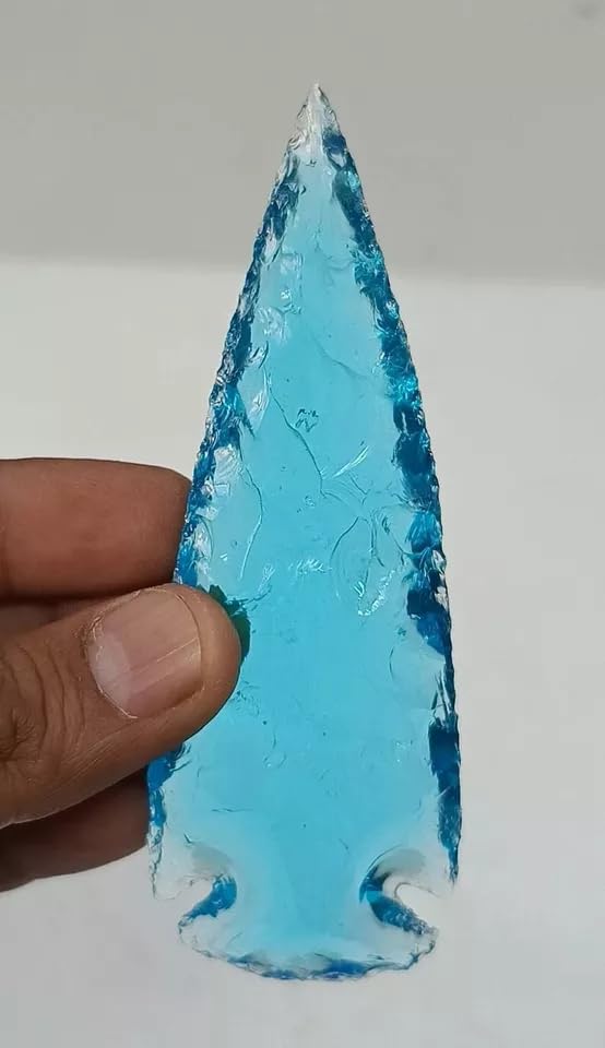 Aqua Obsidian Spearhead Large Arrowhead Crystal for Healing & Jewelry Size - 3 Inch
