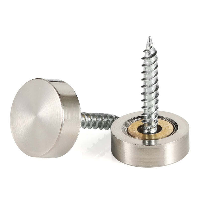 [Australia - AusPower] - 20 PCS Screw Covers Caps (Solid Brass Construction) Mirror Screws Fasteners, Sign Advertising Hardware, 3/5" Diameter, Brushed Stainless Steel Brushed Finish (20 Pcs) 