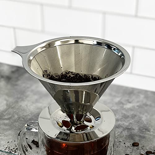 The London Sip Stainless Steel Coffee Dripper Pour Over Coffee Maker, Coffee Slow Brewing Accessories for Home, 1-4 Cup (Pack of 2) 1-4 Cup (Pack of 2)
