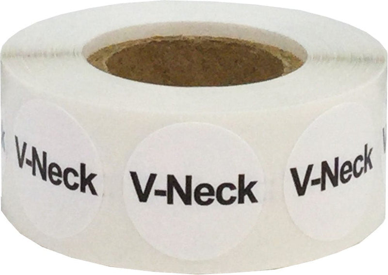 White Circle V-Neck Clothing Size Stickers for Retail Apparel 0.75 Inch 500 Total Adhesive Labels
