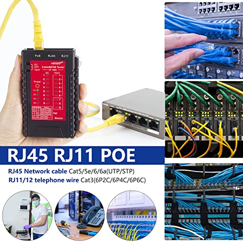NOYAFA red network cable tester and Ethernet cable mapper with continuity testing controls
