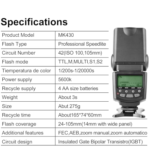 Meike MK430N TTL Camera Flash Speedlite with LCD Display for Nikon Cameras