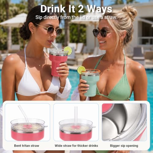 16 oz Insulated Margarita Tumbler with 360° Sippable Lid & Straws Ice Blue/Lilac 16 Ounces
